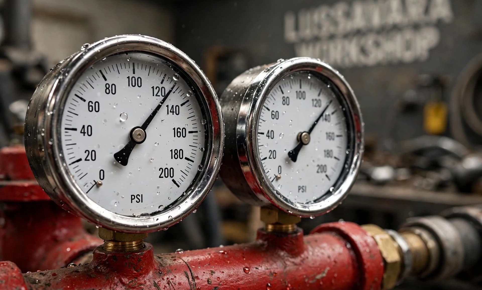 PSI gauges on fire protection riser, 0β200 range